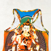 Y2k Ice Blue Buddhist Graphic Racerback Tank (S)