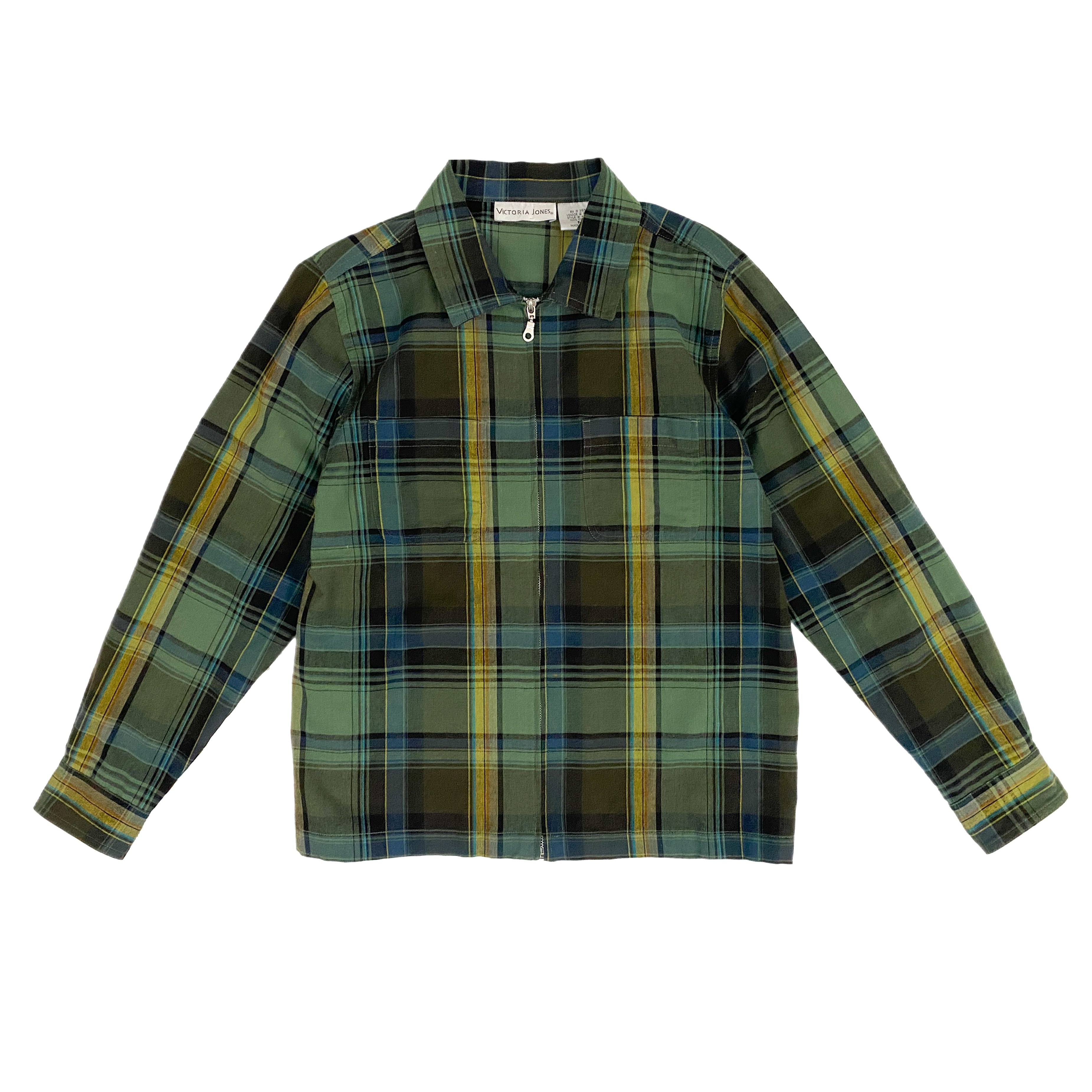 Vintage Plaid Zip-Up Shacket (M)