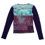 Cop Copine 90s Dreamlike Teddy Bear Graphic Long Sleeve Mesh Top (M)
