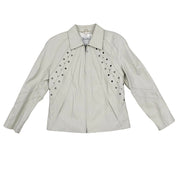 White Studded Leather Jacket (M)