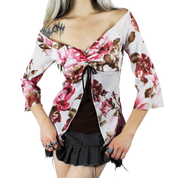 Y2K Floral Mesh Top (S)