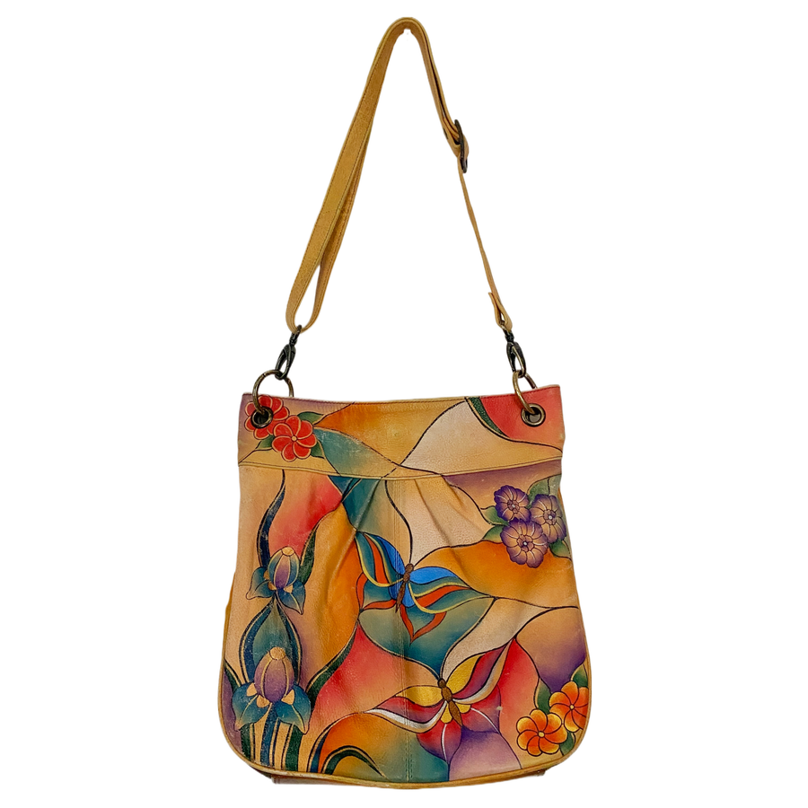 Hand Painted Butterfly Hobo Bag