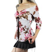 Y2K Floral Mesh Top (S)