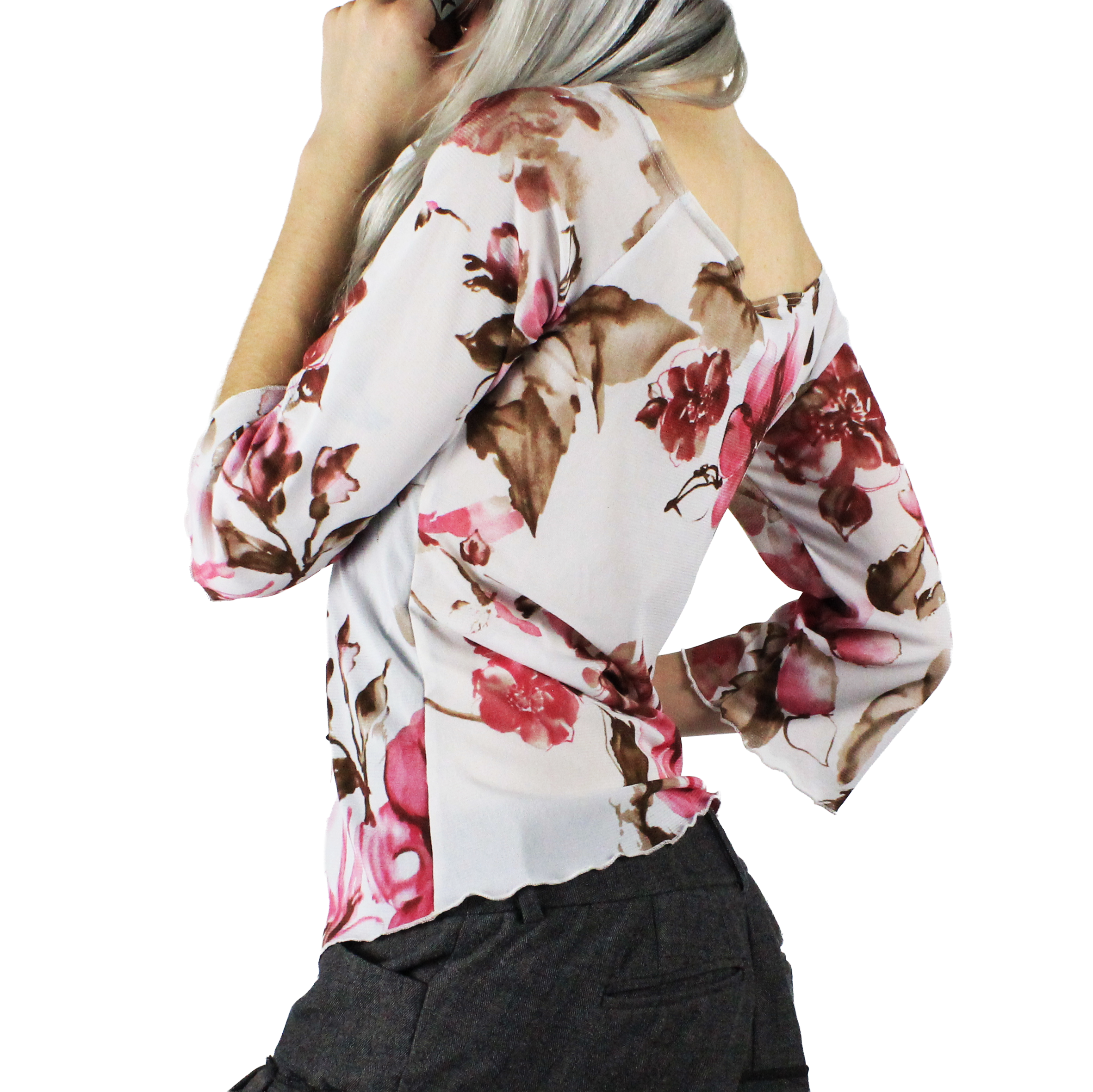 Y2K Floral Mesh Top (S)
