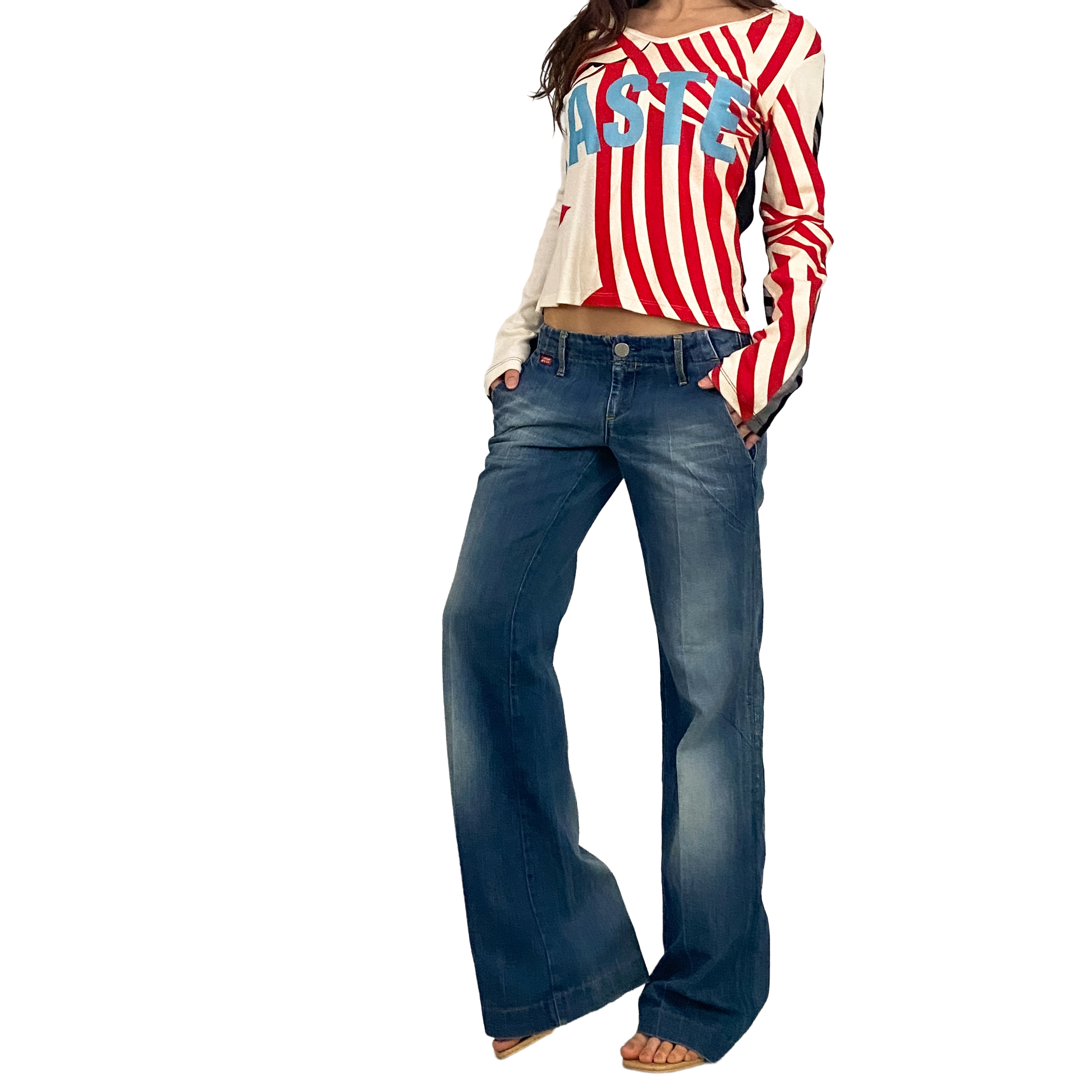 Miss Sixty 2000s Ultra Low Rise Flare Jeans (S)