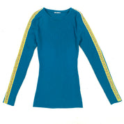 Y2K Ribbed Top with Studded Stripes (S)