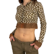 Morgan de Toi Leopard & Lace Mesh Cardigan (XS/S)
