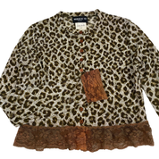 Morgan de Toi Leopard & Lace Mesh Cardigan (XS/S)