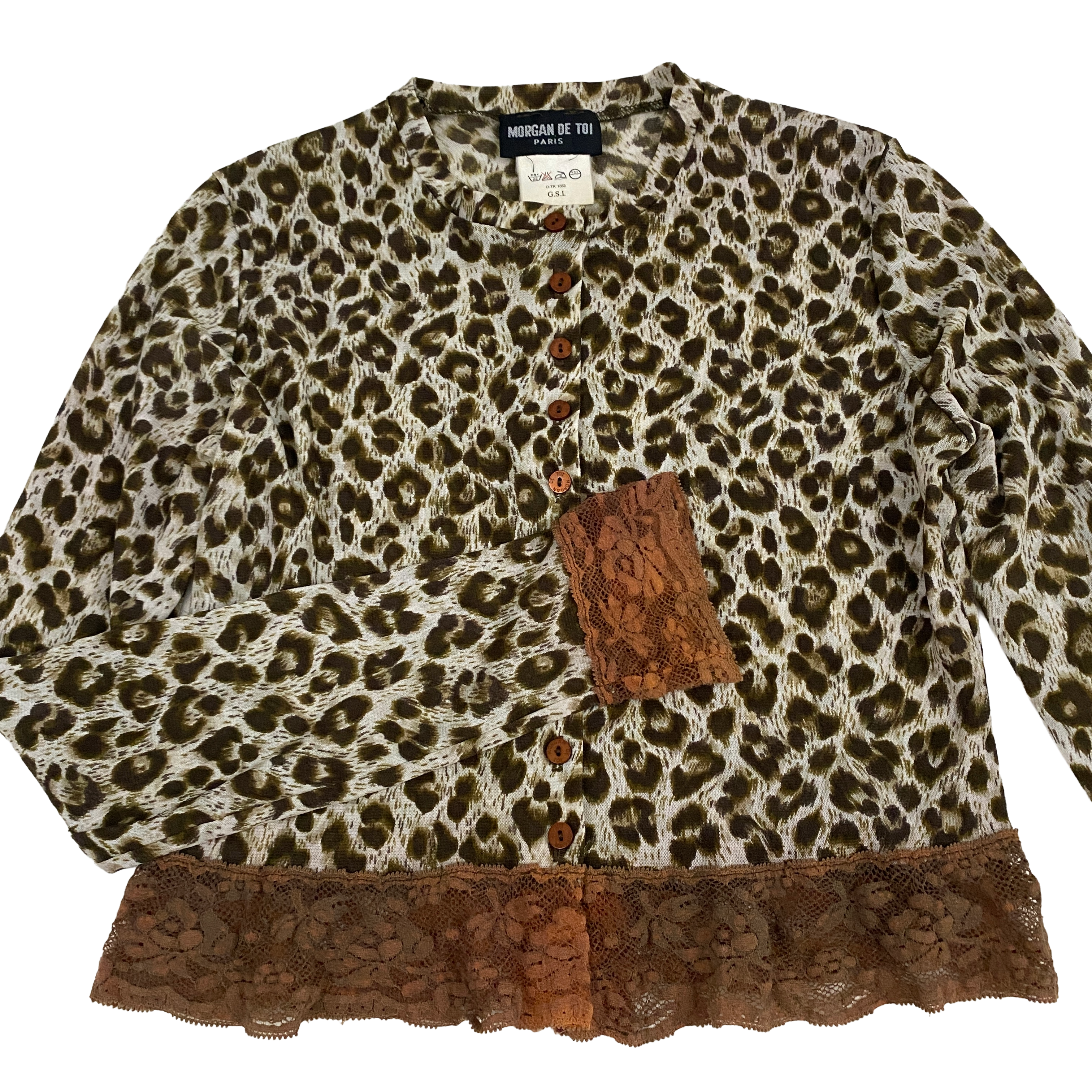 Morgan de Toi Leopard & Lace Mesh Cardigan (XS/S)