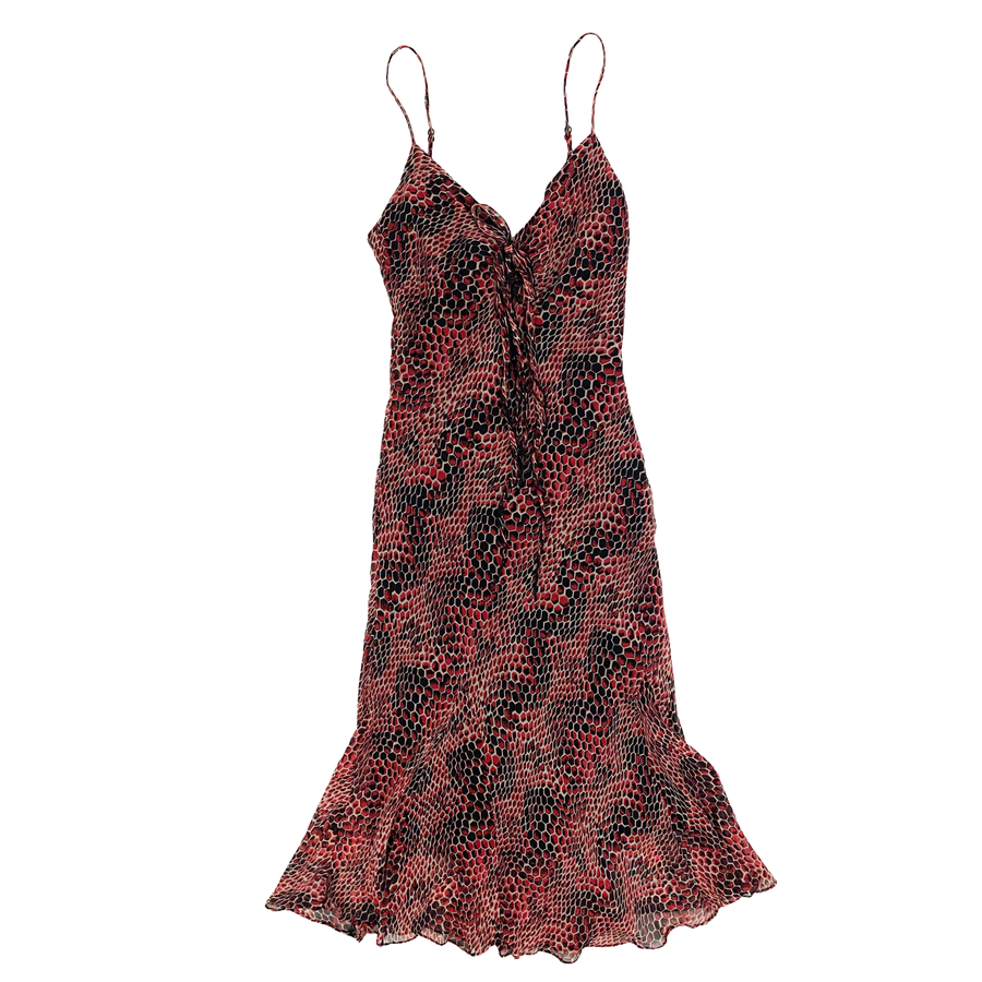 Betsey Johnson Vintage Silk Snakeskin Midi Dress (XS/S)
