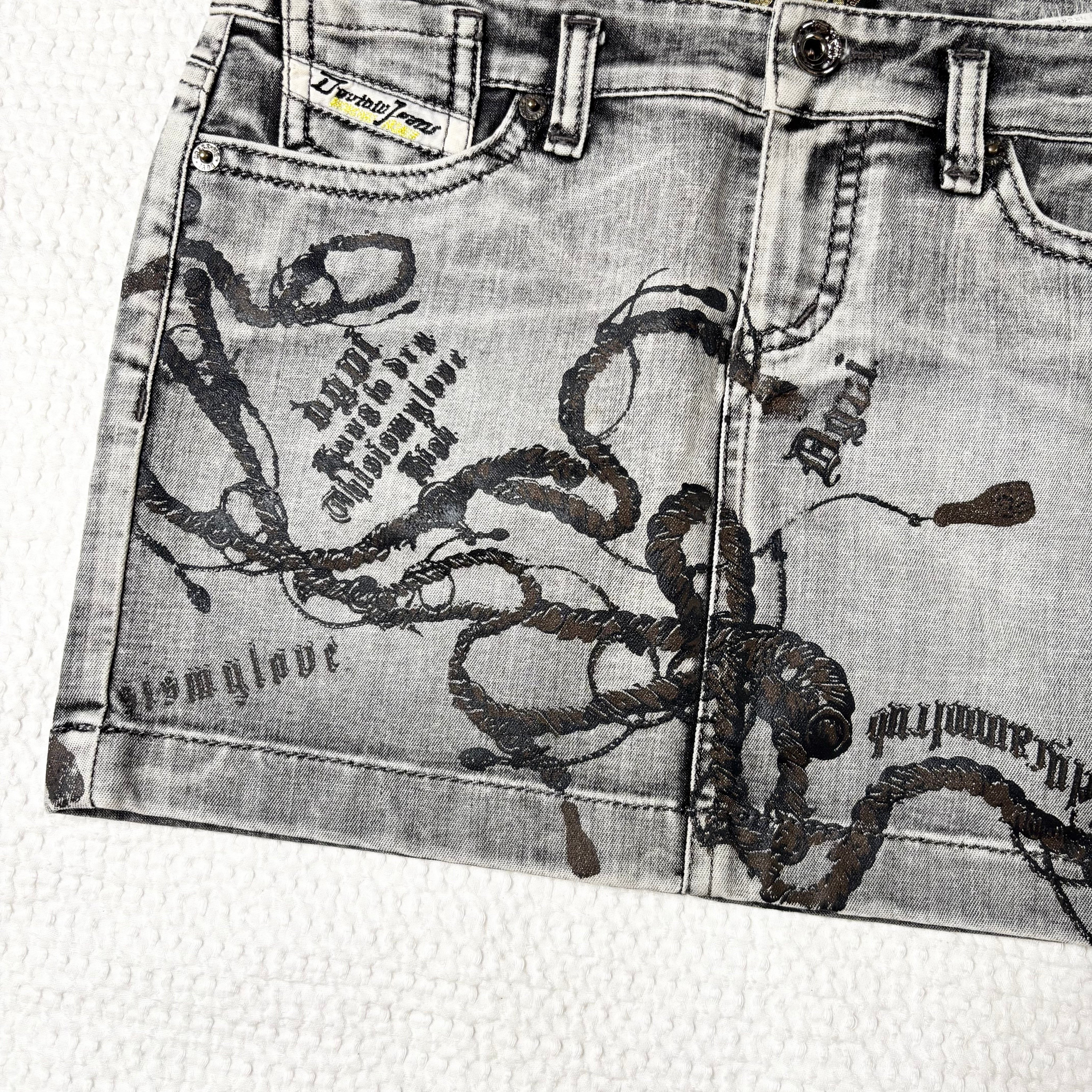 DGVI Euro Graphic Denim Mini Skirt (S)