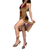 Early 2000's Boho Halter Dress (S/M)