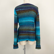 Teal Striped Wrap Sweater (L)