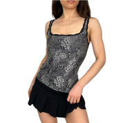 Noir Floral Jacquard Corset Top (XS)