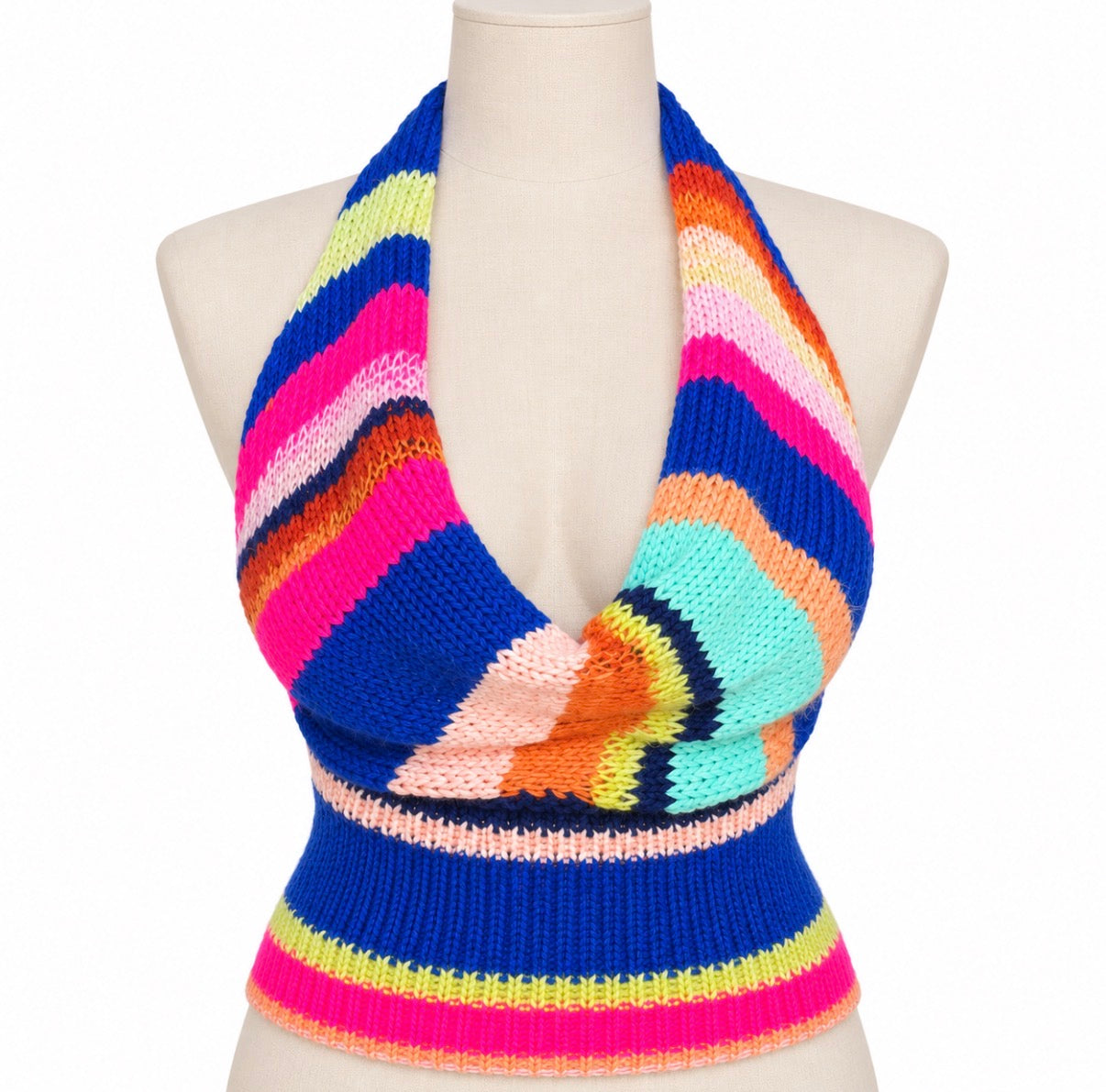 Colorful Stripe Cowl Neck Top (XS-XL)