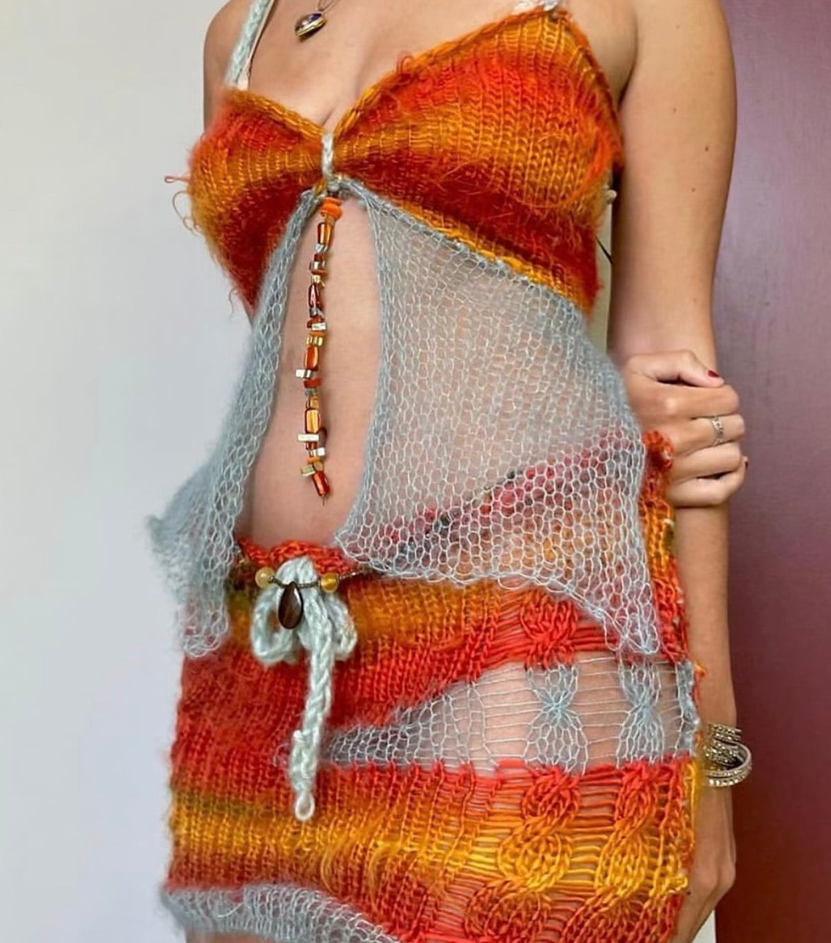 Sunset Ombré Open Front Knit Cami Top (XS-XL)