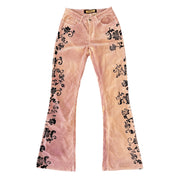 Bebe Velvet Floral Flare Pants (S/M)