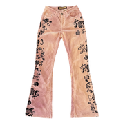 Bebe Velvet Floral Flare Pants (S/M)