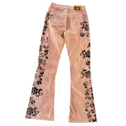 Bebe Velvet Floral Flare Pants (S/M)