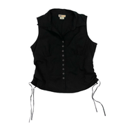 Black Sleeveless Collared Cinch Top (L)