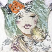 Distressed Bedazzled Face Graphic Tee (M-L)