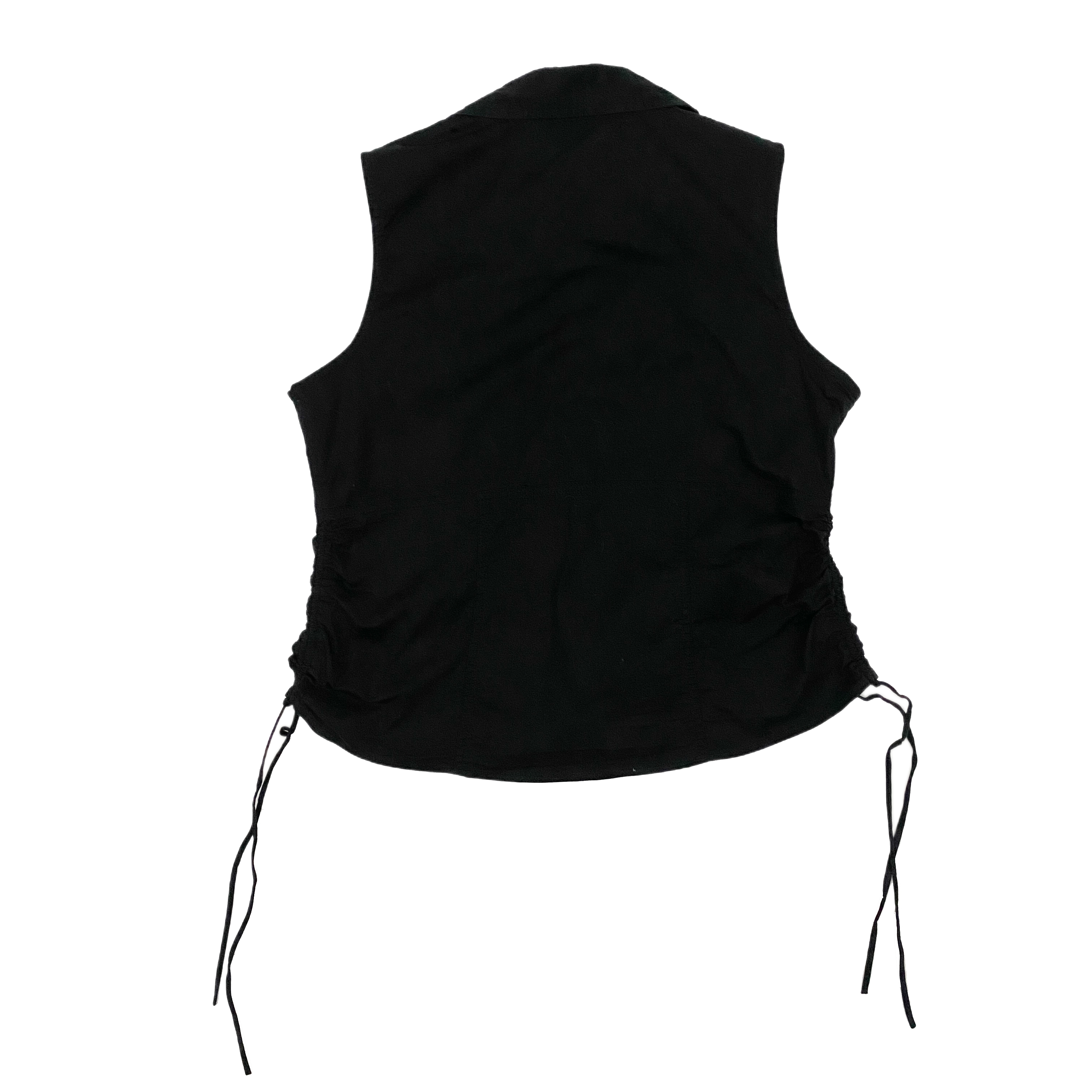 Black Sleeveless Collared Cinch Top (L)