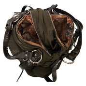 Satin and Leather Large Shoulder Bag
