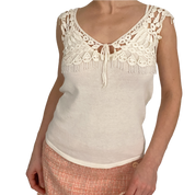 Knit & Crochet Pearl Top (M)