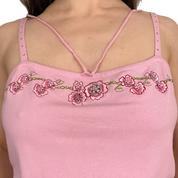 Rhinestone & Embroidered Silk Cami (S)