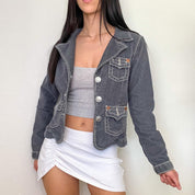 Dust Blue Corduroy True Religion Jacket (S/M)