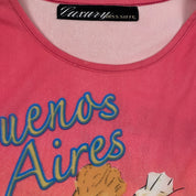 Miss Sixty Luxury Buenos Aires Pink Long Sleeve Mesh Graphic Top (M)