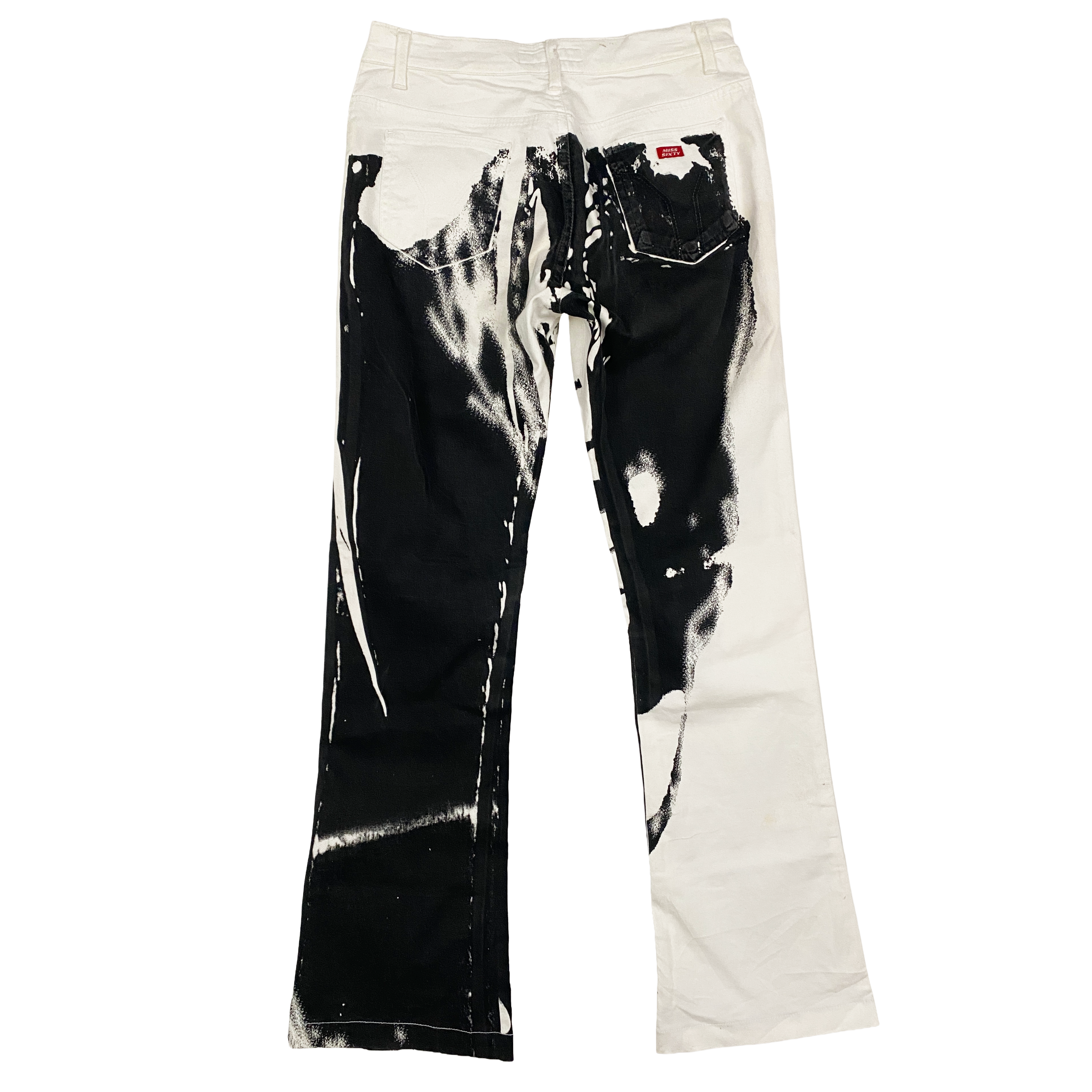 Miss Sixty 2000s Graffiti & Face Print Flare Jeans (S)