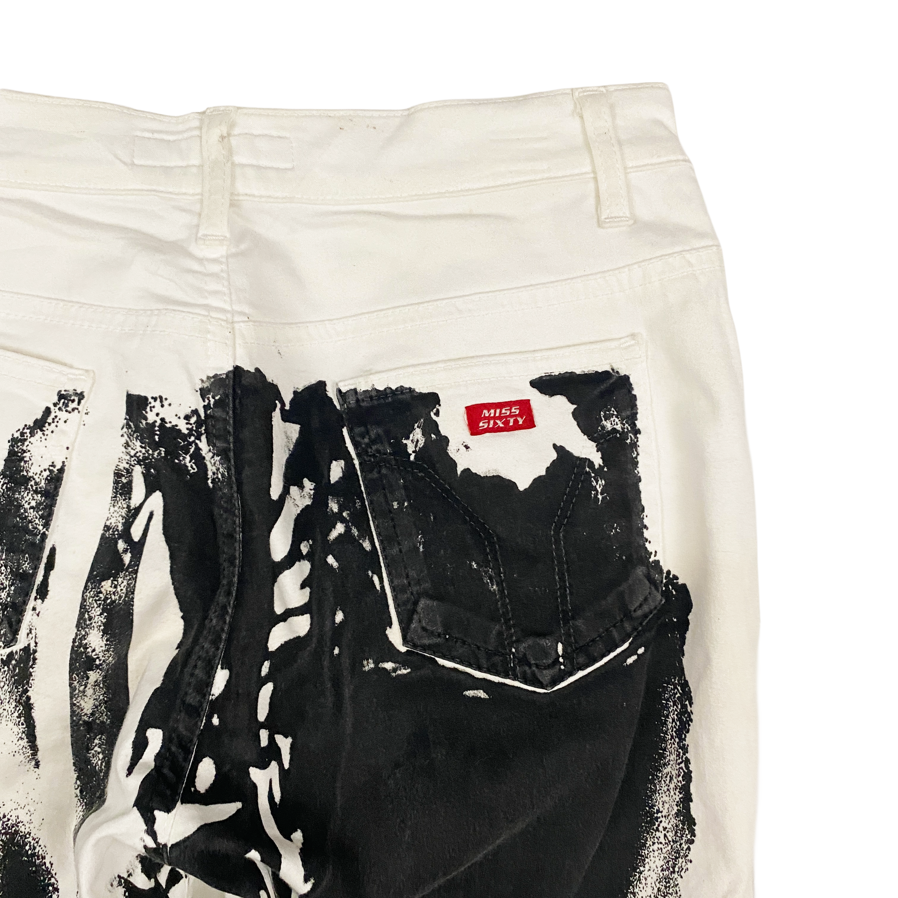 Miss Sixty 2000s Graffiti & Face Print Flare Jeans (S)