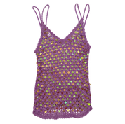 Vintage Lilac Purple Sequin Crochet Top (XS)