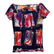 Jean Paul Gaultier Vintage Stripperella Playing Card Mesh Top (S)