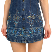 Embellished Micro Mini Denim Dress (XS)