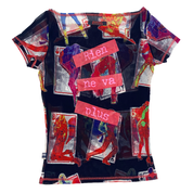 Jean Paul Gaultier Vintage Stripperella Playing Card Mesh Top (S)