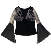 2000s Whimsy Mesh Flowy Long Sleeve Top (S)