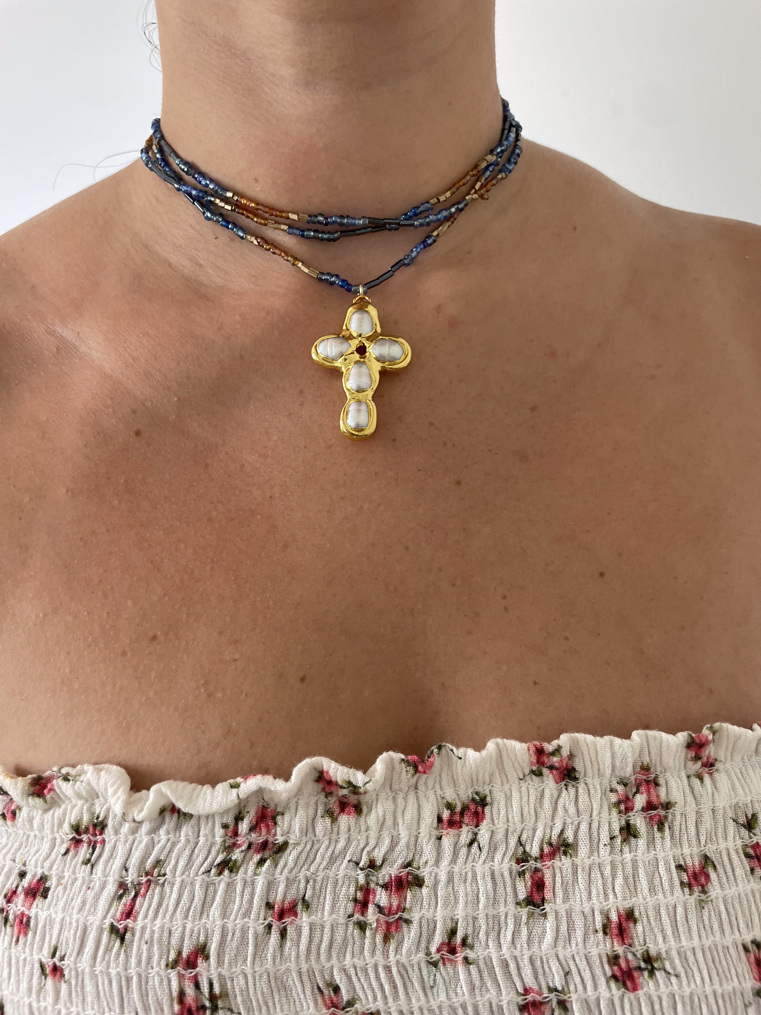Beaded Cross Necklace