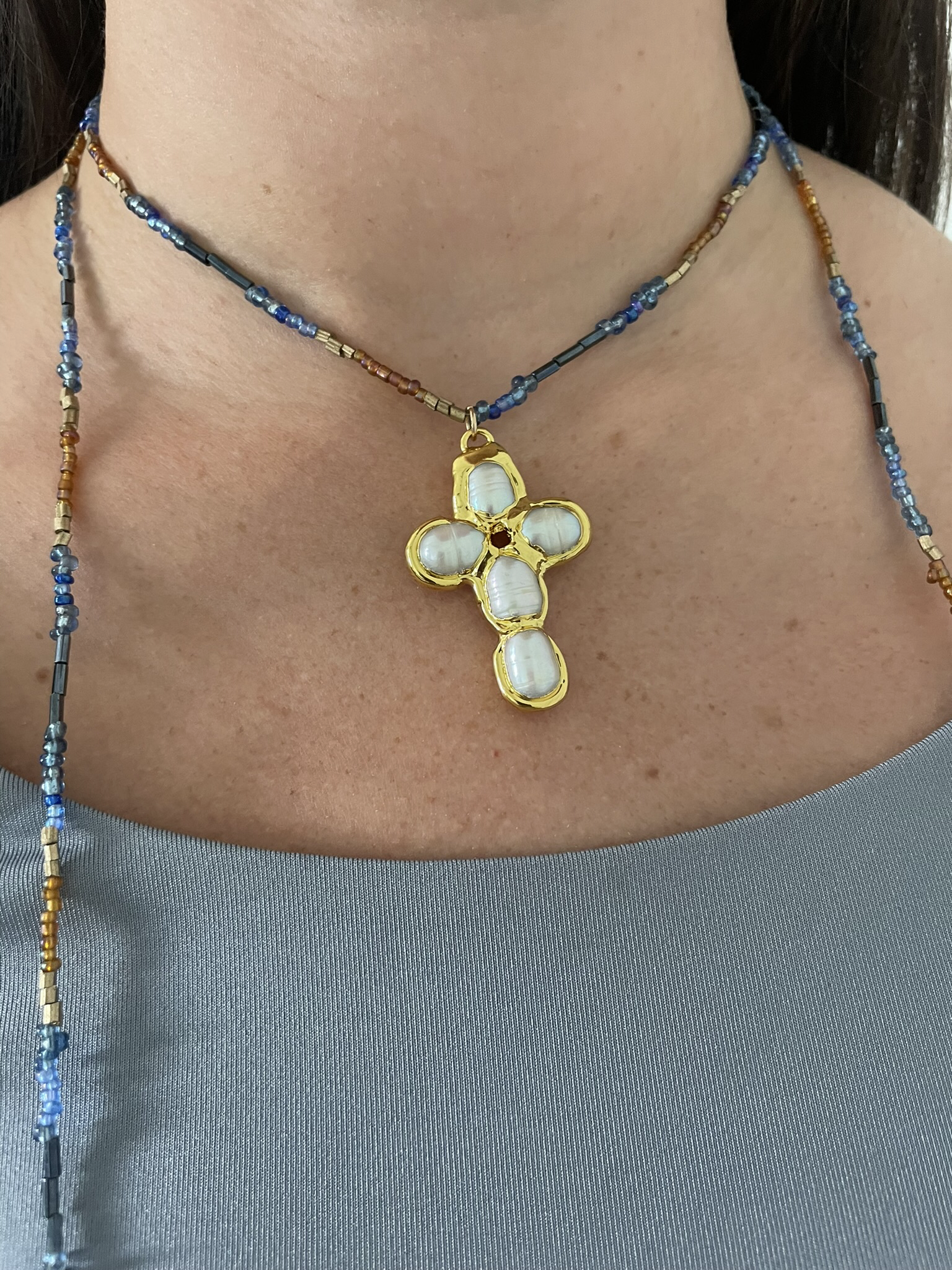 Beaded Cross Necklace