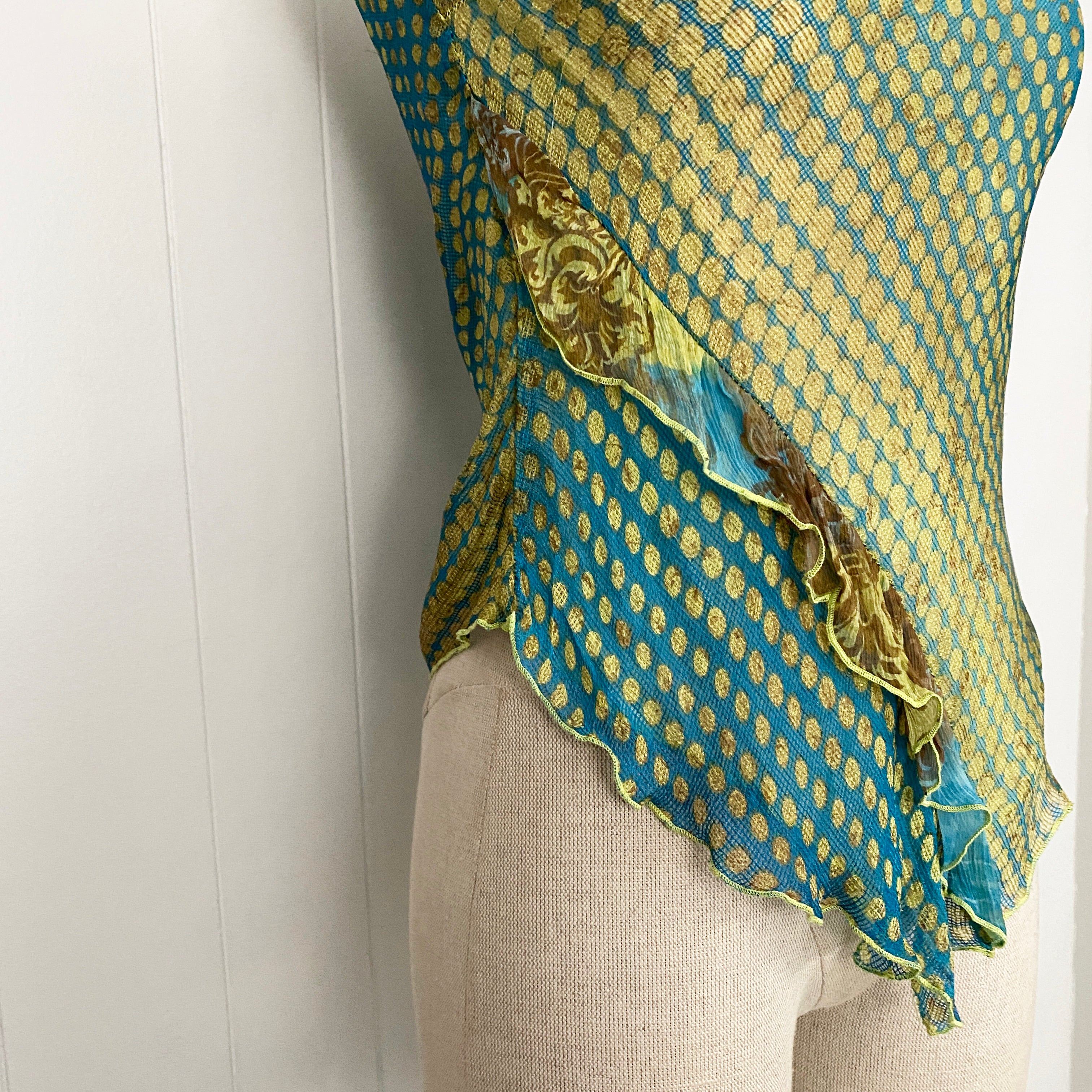 Vintage Silk Dotted Tank Top (XS)