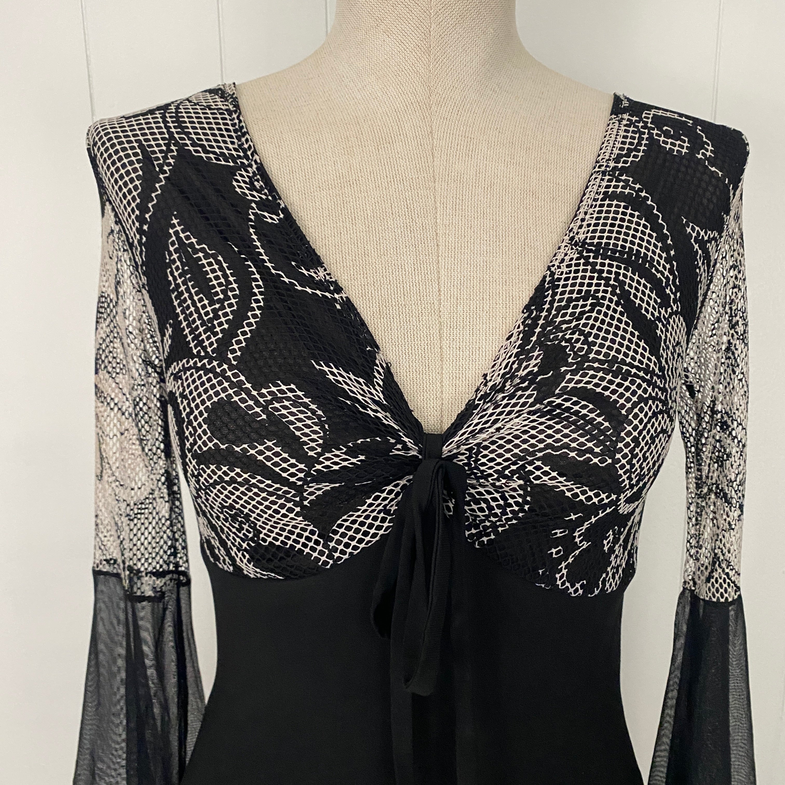 2000s Whimsy Mesh Flowy Long Sleeve Top (S)