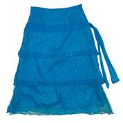 Blue Sequin Silk Midi Skirt (XS)