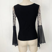 2000s Whimsy Mesh Flowy Long Sleeve Top (S)
