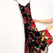 Black Floral Maxi Dress (S/M)