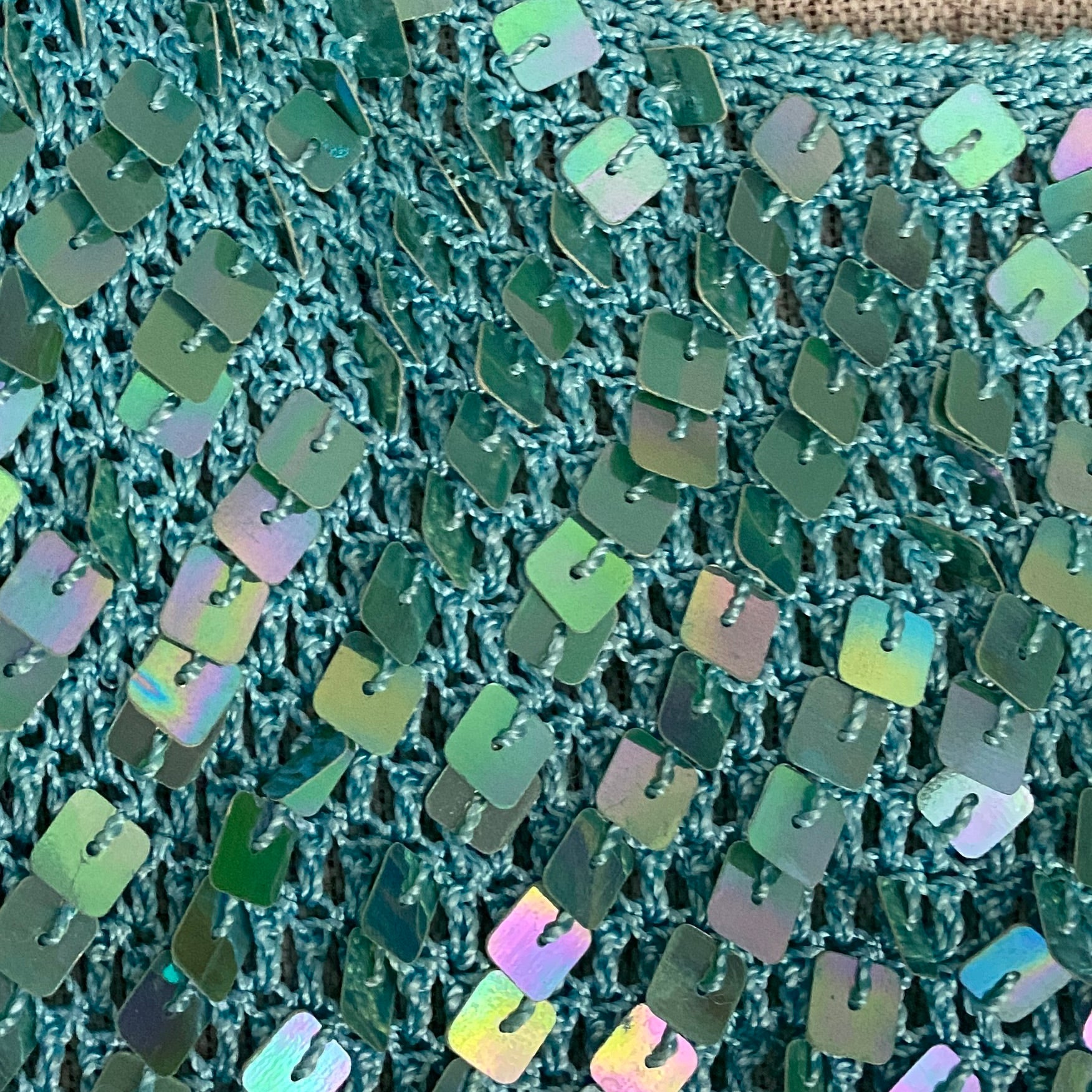 Vintage Aquamarine Sequin Knit Tank Top (S/M)