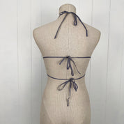 Vintage Silver Gray Butterfly Embellished Backless Halter Top (XS/S)