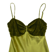 Chartreuse Satin & Velvet Maxi Dress (XS)