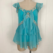 2000s Aqua Chiffon Whimsy Fairy Top (L)