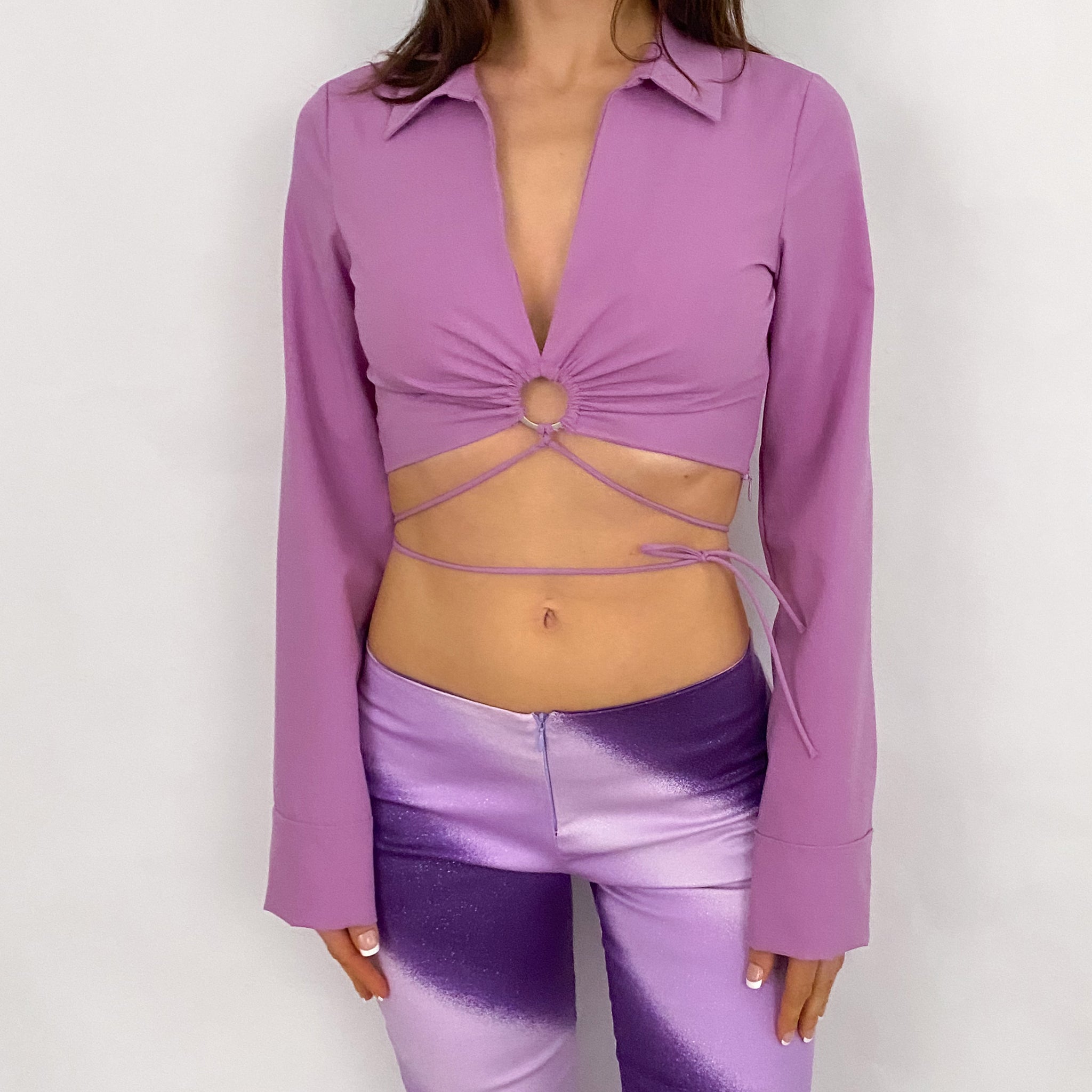 Purple Strappy Crop Top - XS